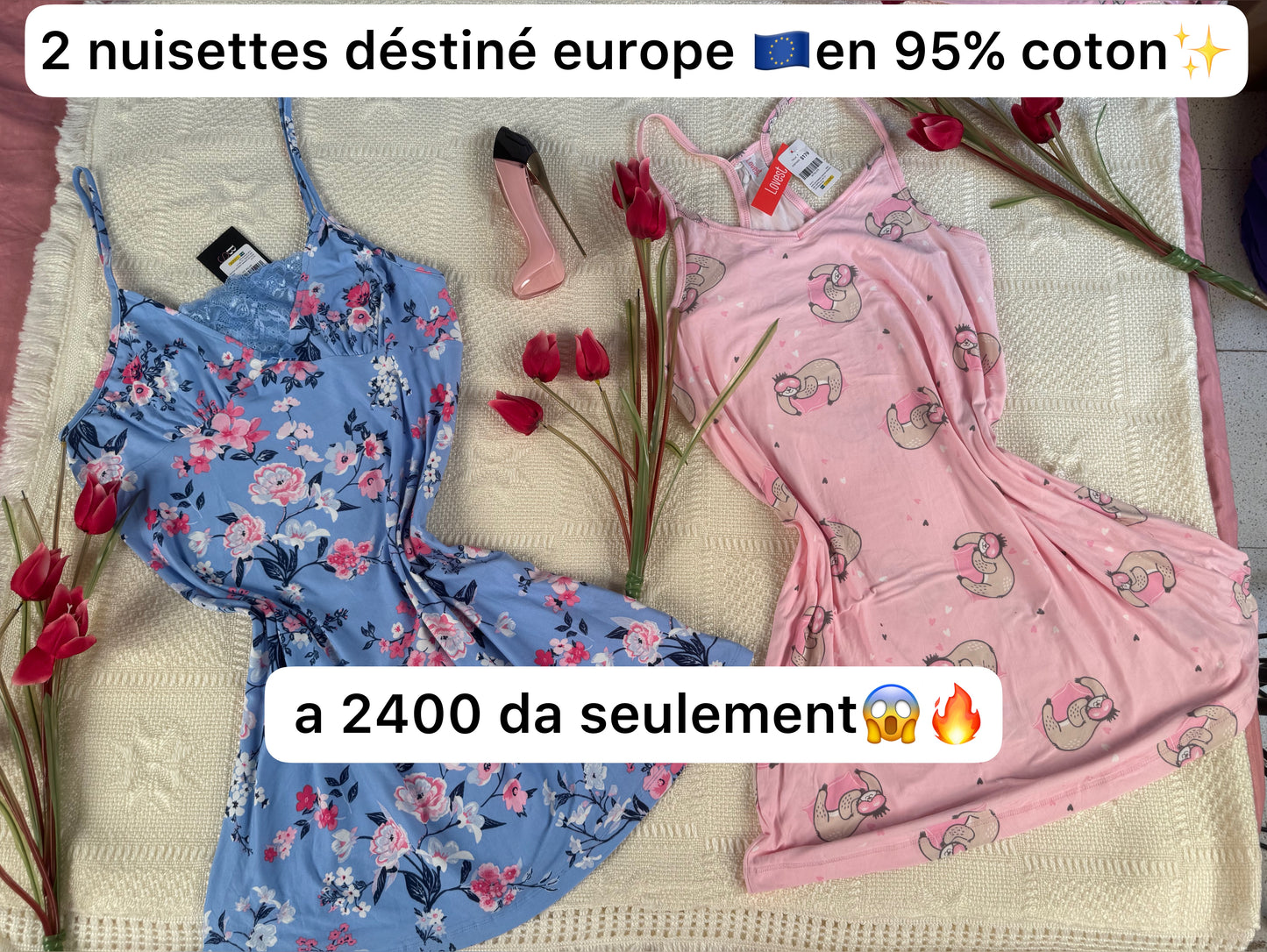 pack de 2 nuisettes en 95% coton